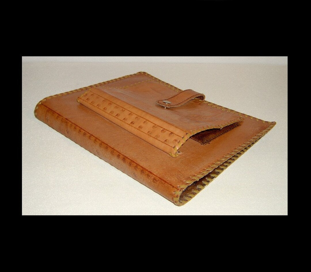 Leather Writing Case, Hand Tooled Correspondence Document Portfolio ...