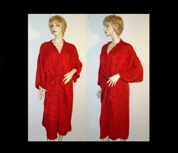 XXL plus ~ silk robe - 2 tone red zebra print wra… - image 1