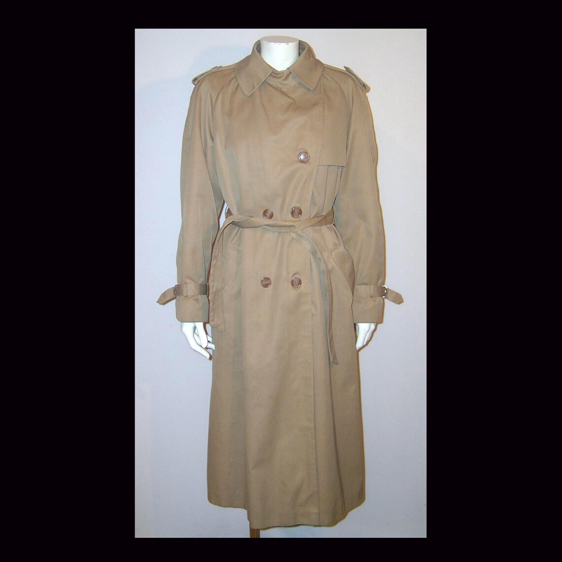 Small - women's vintage trench coat – wool Nova Plaid liner - Size 8, photo 3 sur 5