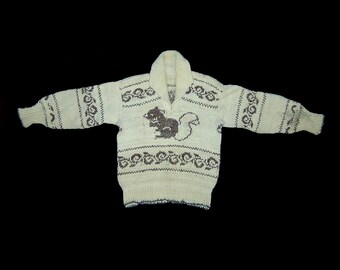 1950s Mary Maxim Novelty Duck Hunting Frontzip Cowichan Sweater