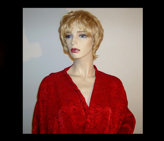 XXL plus ~ silk robe - 2 tone red zebra print wra… - image 4