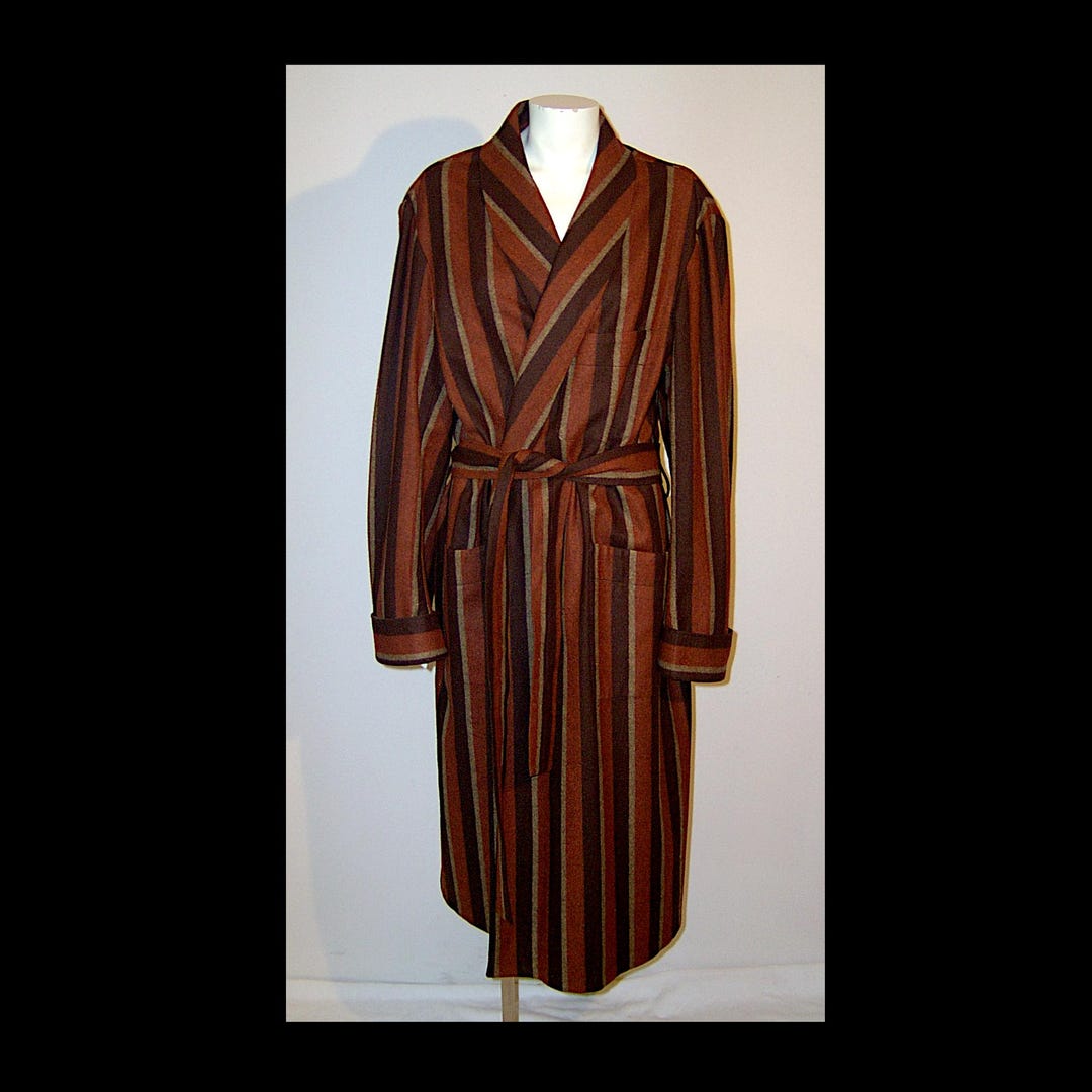 Men Medium Women Large Wool Shadow Stripe Robe Pure Merino Onkaparinga ...