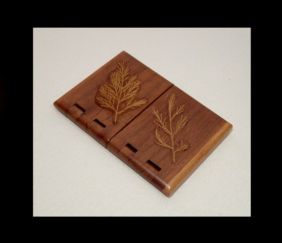 Handcrafted hinged mahogany hardwood card case - … - image 6