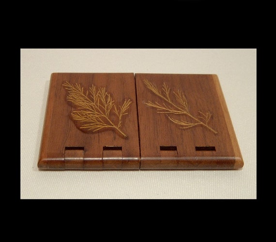 Handcrafted hinged mahogany hardwood card case - … - image 2