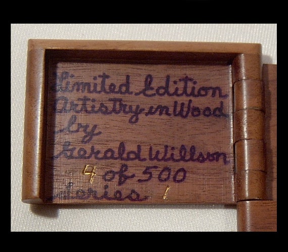 Handcrafted hinged mahogany hardwood card case - … - image 5