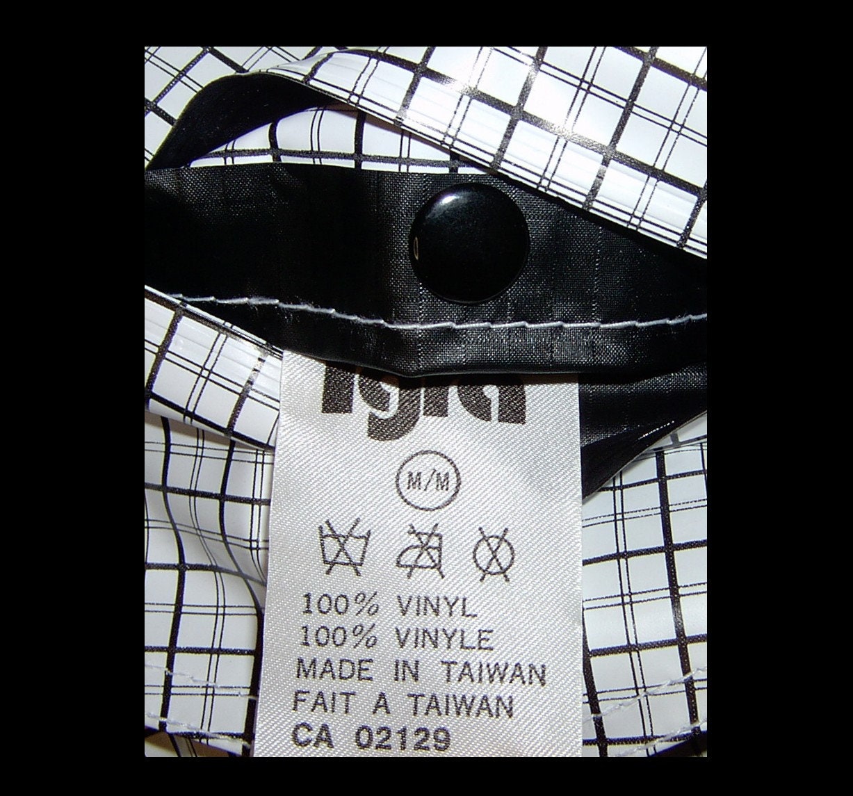 Medium Black White Reversible Check Vinyl Raincoat Hood Shiny Wet Look Check Print 1970s Taiwan Topstitched Plaid Mod Mini Mac Etsy UK