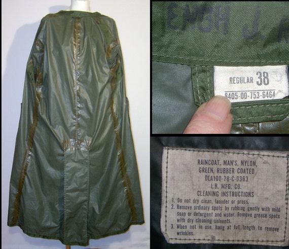 50s 60s dark green rubber coated mac Coral Rubber Coated Raincoat | Raincoat