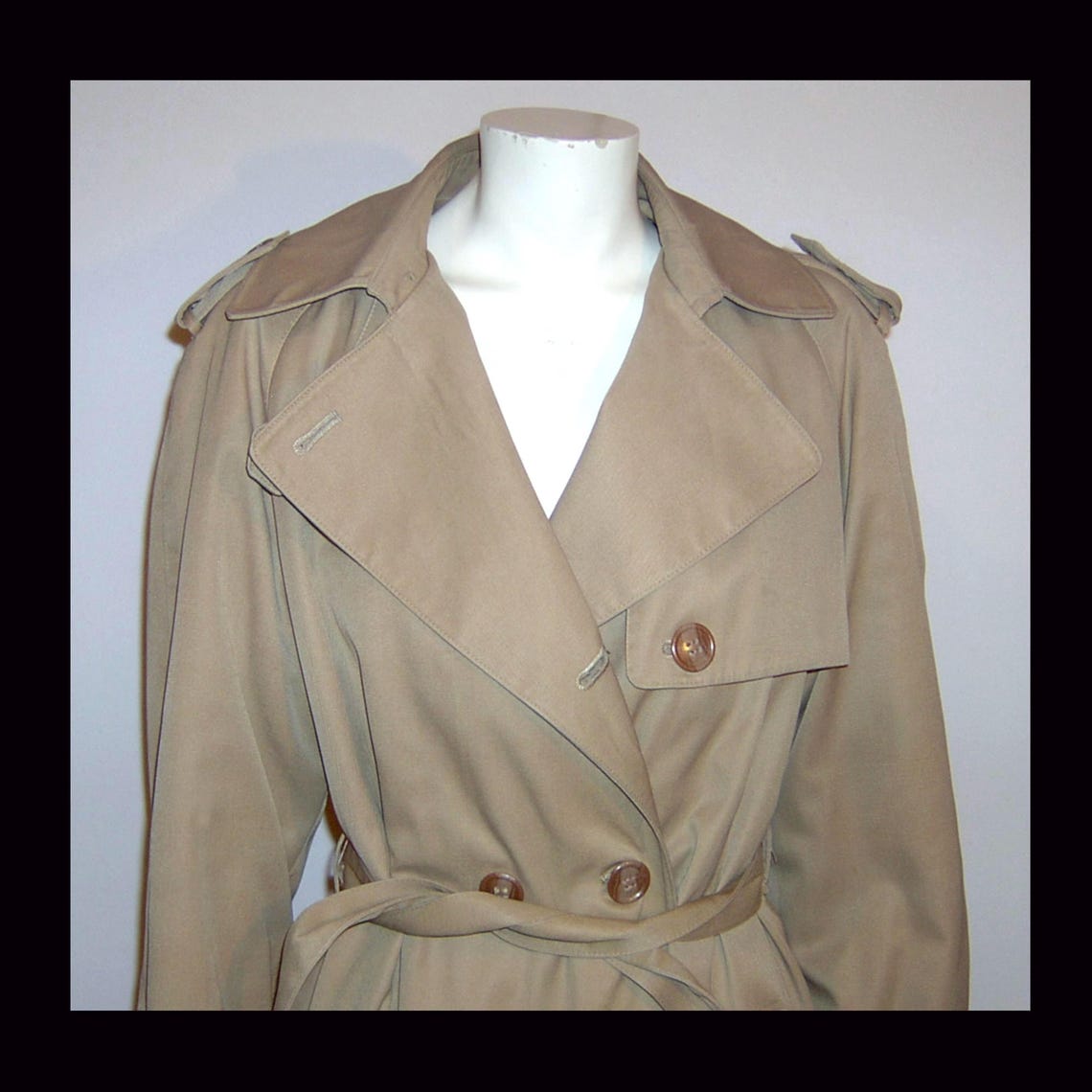 Small - women's vintage trench coat – wool Nova Plaid liner - Size 8, photo 1 sur 5