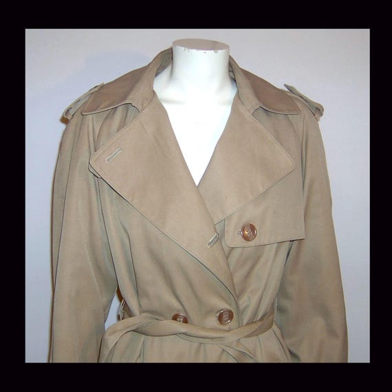 Small - women's vintage trench coat – wool Nova Plaid liner - Size 8
