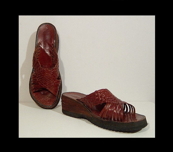 Women size 9 ~ Mexican woven walnut brown leather