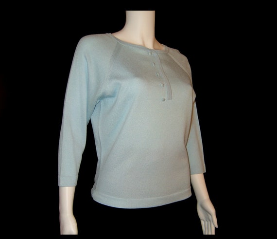 Medium ~ robins egg blue bombshell sweater ~ 50s … - image 1