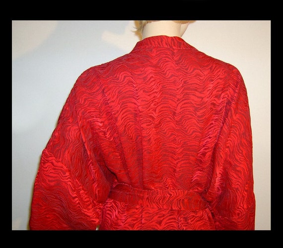 XXL plus ~ silk robe - 2 tone red zebra print wra… - image 5