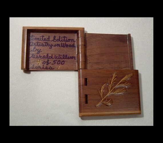 Handcrafted hinged mahogany hardwood card case - … - image 4