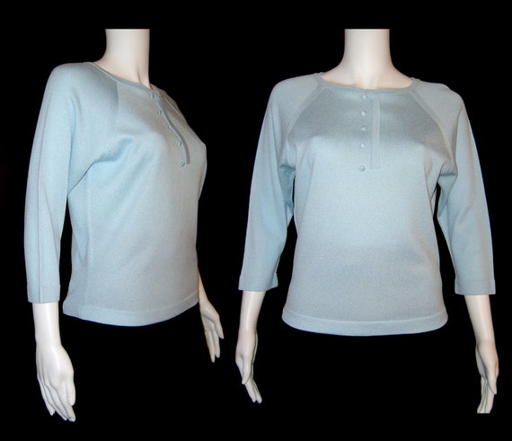 Medium ~ robins egg blue bombshell sweater ~ 50s … - image 2