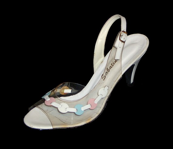 heeled slingback vinyl shoe