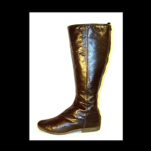 7.5 - mod boots - donkere chocoladebruine leren flats jaren 60 met ritssluiting aan de achterkant - made in Italy