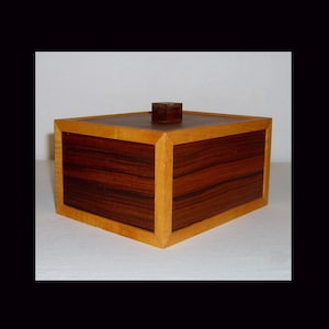 Handcrafted wood keepsake box - maple and walnut - 6x5x3 - hand made watch trinket case