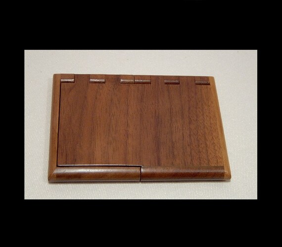 Handcrafted hinged mahogany hardwood card case - … - image 3