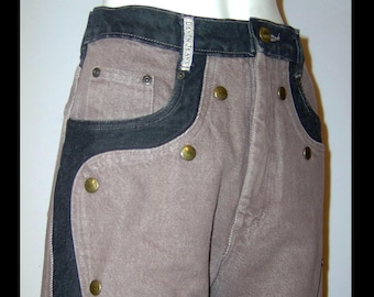 28 x 29 brown cotton denim studded jeans - Denum panhandle slim made in USA