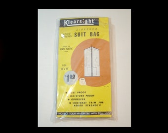 Pair of new 1940s 1950s garment bags - men women suit - jacket skirt trousers - 22" by 42" - Klearsight - new in pack - zip up