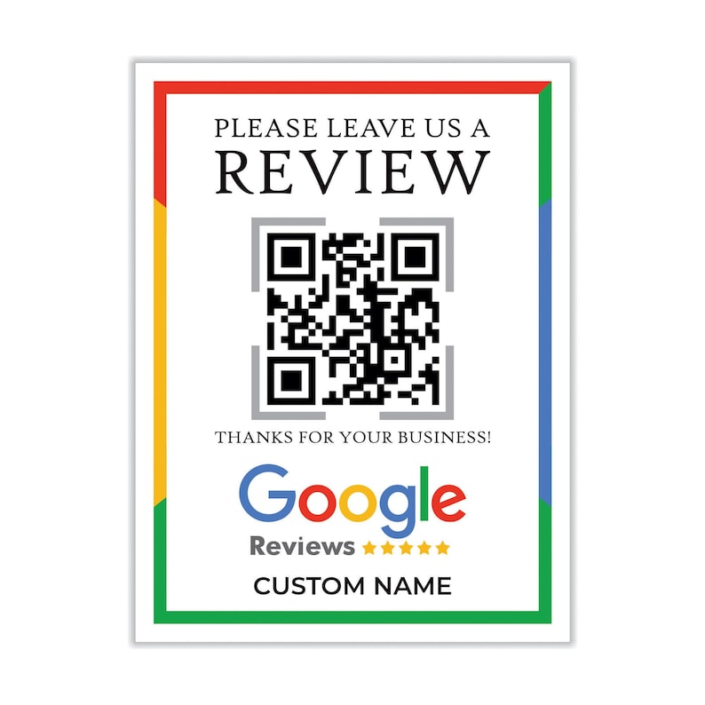 Custom Google Review Card With QR Code (digital Download) - Etsy