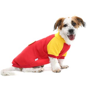 Red & Yellow Dog Hoodie: Windproof Small Breed Apparel