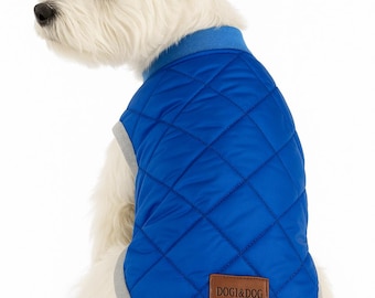 Blue Quilted Dog Coat: Windproof Jacket for Small Breeds (1-23 LBS)