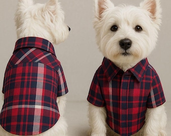 Red Plaid Dog Shirt – Classic Checkered Pet Apparel for Small and Medium Dogs(1-23LBS) (1-10KG)