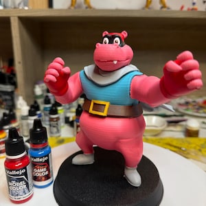 Hand Painted Hippo Hero Tribute Figure | 15 cm / 5.9” | Fan Art Collectible | Handmade in PLA