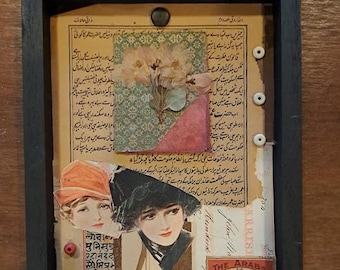 Vintage Collage Assemblage: Mixed Media Found Object Art