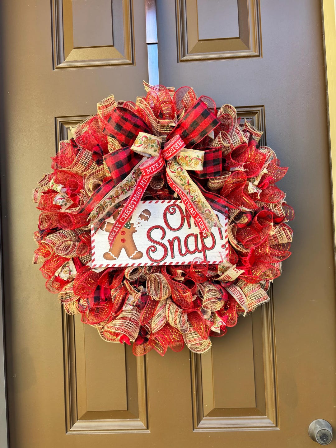 Gingerbread Man Christmas Wreath | Handmade Holiday Door Wreath | Candy ...