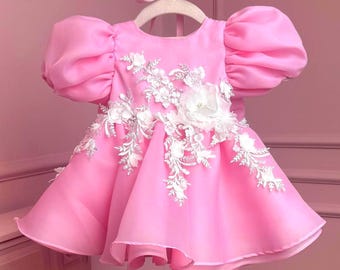 Pink Flower Girl Dress - Princess Lace Tulle Dress