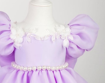 Blush Lavender Flower Girl Dress: Silk Organza Tutu Gown