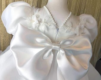 Delicate Floral Fairy Dress. White Tulle Lace Party Flower Girl Dress