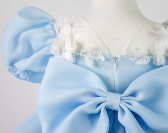 ブルーのプリンセスチュチュドレス、フラワーガール、1歳の誕生日