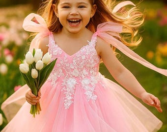 Robe Bébé Fille Bonnie Baby - Rose Fluo Et Vert Scintillant - Taille 18 Mois - Occasion Très Bon état