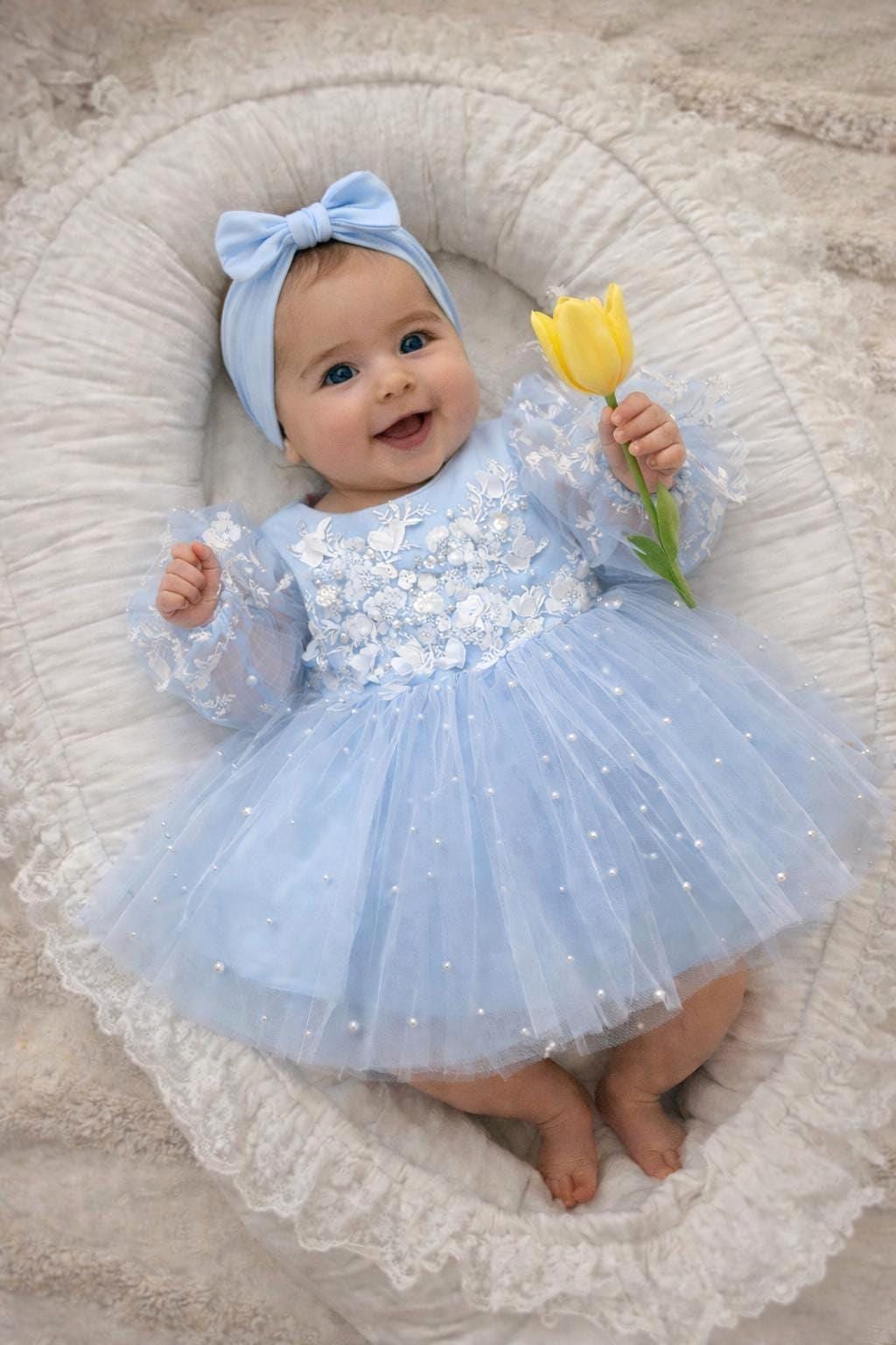 Baby Dress Dusty Blue