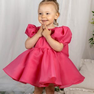 Coral Tulle Flower Girl Dress: Handmade Wedding Pageant Gown