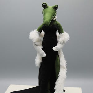 Crocodile, Doll, Figure, Animal, Glamour, Gala Evening Dress, Collection, Art