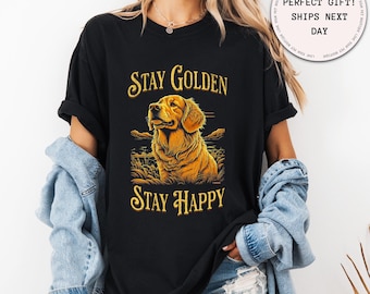 Camiseta vintage Golden Retriever - Presente para amantes de cães, para mulheres e homens - Presente para pais e mães de animais de estimação - Camiseta de conscientização sobre saúde mental - Ideia fofa para presentear animais de estimação