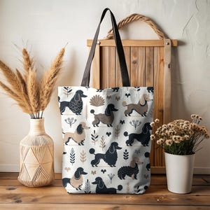 Poodle Tote Bag, Shoulder Bag for Books Shopping and Beach, Poodle Dog Lover Gift, Pet Poodle Reusable Tote Bag, Tote Bag Dog Pattern
