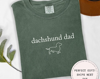 T-shirt graphique papa teckel pour la fête des pères, cadeau chemise couleurs confort, chemise unique cool pour papa chien, t-shirt minimaliste pour père