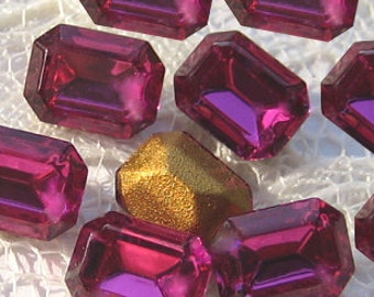 8x6 Swarovski Fuchsia Pink Octagon Rhinestones Qty 10