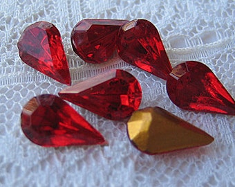 10x6 Siam Red Swarovski TTC Rhinestone Pear, Glass Quantity 12