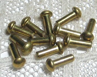 Tiny Solid Brass Rivets for 1/16 hole x 3/16 length Quantity 24