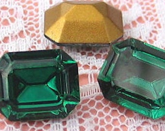 Swarovski Rhinestone 10x8 Green Turmaline Octagon Quantity 4