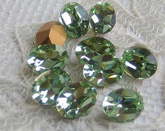 8x6 Oval Machine Cut Chrysolite Swarovski Rhinestones Qty 10