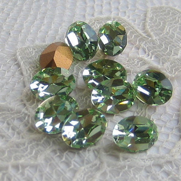 8x6 Oval Machine Cut Chrysolite Swarovski Rhinestones Qty 10