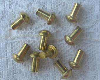 Solid Brass Rivets 3/32 hole x 3/16 length Quantity 24 Rounded Head