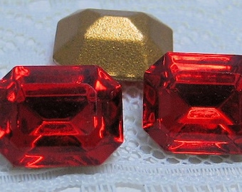 10x8 Hyacinth Orange Swarovski Octagon Vintage TTC Rhinestone Quantity 4